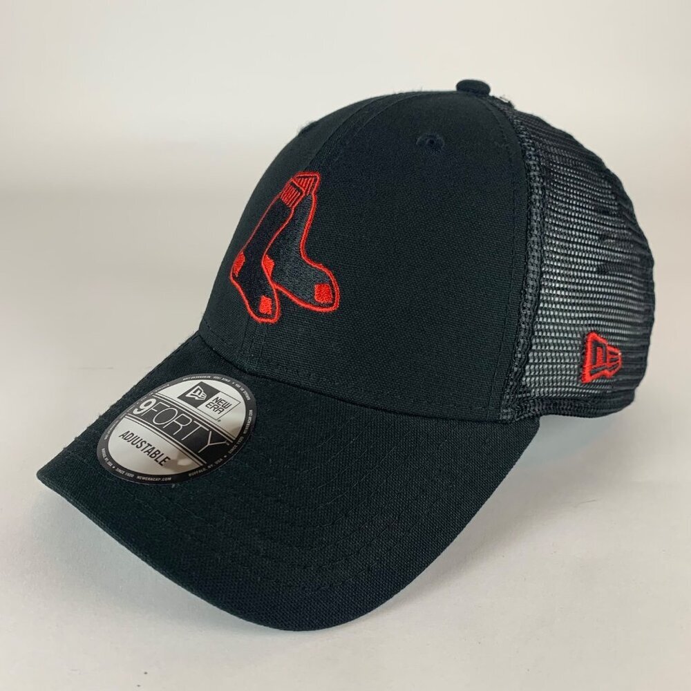 New Era Black Cap with Red Logo